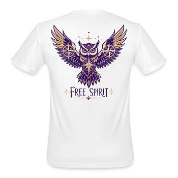  Free Spirit Owl & Stars - Men's Moisture Wicking Performance T-Shirt - white - Back - Jackson (183cm)
