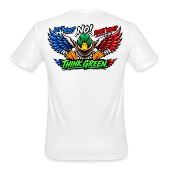 Left Wing Right Wing? No! Think Green - Men's Moisture Wicking Performance T-Shirt - white - Back - Jackson (183cm)