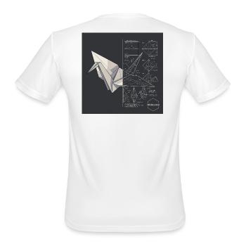 Origami Crane Blueprint Technical Diagram - Men's Moisture Wicking Performance T-Shirt - white - Back - Jackson (183cm)