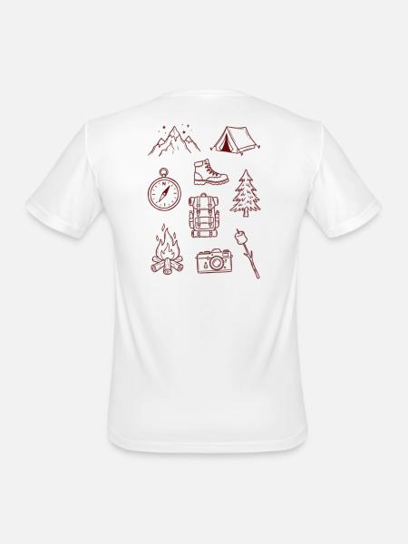 Adventure Enthusiast Camping Doodle Collage - Men's Moisture Wicking Performance T-Shirt - white