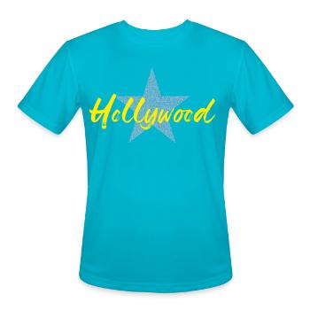 Holly wood star - Men's Moisture Wicking Performance T-Shirt - turquoise - Front - Jackson (183cm)