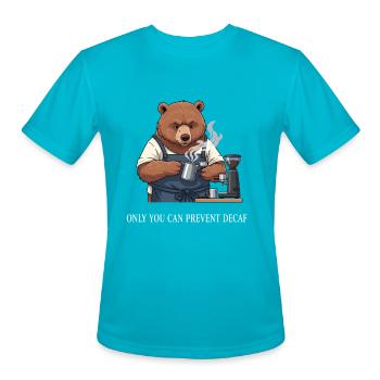 Rustic Bear Barista Illustration - Men's Moisture Wicking Performance T-Shirt - turquoise - Front - Jackson (183cm)
