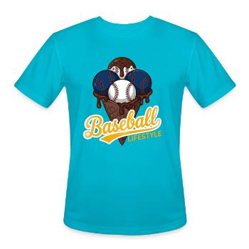 Baseball Ice Cream Cone Lifestyle - Men's Moisture Wicking Performance T-Shirt - turquoise - Front - Jackson (183cm)