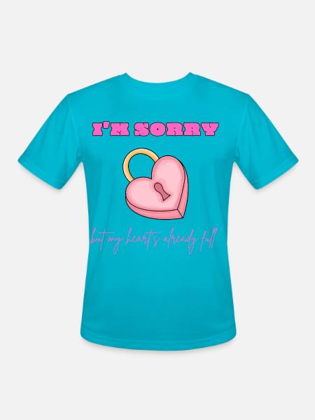 Pink Heart Lock Apology - Men's Moisture Wicking Performance T-Shirt - turquoise