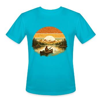 Sunset Catch Vintage Lake Fisherman - Men's Moisture Wicking Performance T-Shirt - turquoise - Front - Jackson (183cm)
