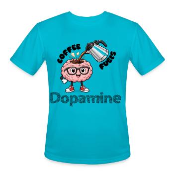 Coffee Fuels Dopamine T-Shirt | coffee lover gift - Men's Moisture Wicking Performance T-Shirt - turquoise - Front - Jackson (183cm)