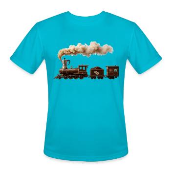 Italian Coffee Train - Men's Moisture Wicking Performance T-Shirt - turquoise - Front - Jackson (183cm)