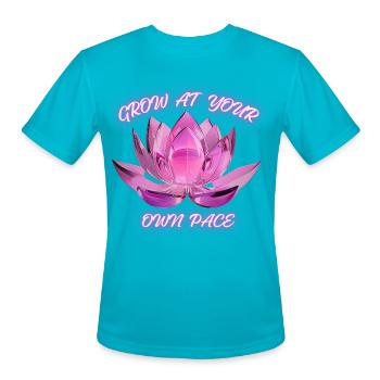 Grow At Your Own Pace Pink Neon Crystal Lotus - Men's Moisture Wicking Performance T-Shirt - turquoise - Front - Jackson (183cm)