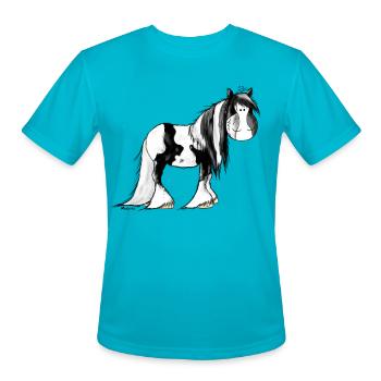 Gypsy Cob - Irish Cob - Pinto – Horse - Men's Moisture Wicking Performance T-Shirt - turquoise - Front - Jackson (183cm)