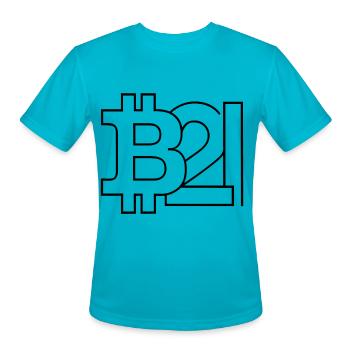 Bitcoin Silhouette 21 Million Currency - Men's Moisture Wicking Performance T-Shirt - turquoise - Front - Jackson (183cm)
