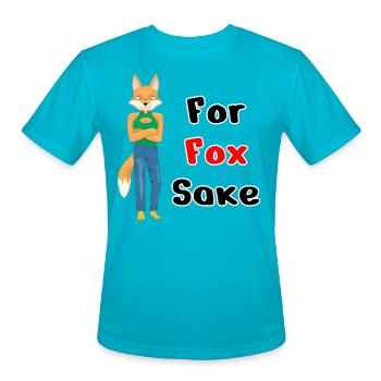 For Fox Sake - Men's Moisture Wicking Performance T-Shirt - turquoise - Front - Jackson (183cm)