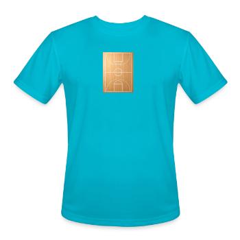 Sleek basketball court on wood - Men's Moisture Wicking Performance T-Shirt - turquoise - Front - Jackson (183cm)