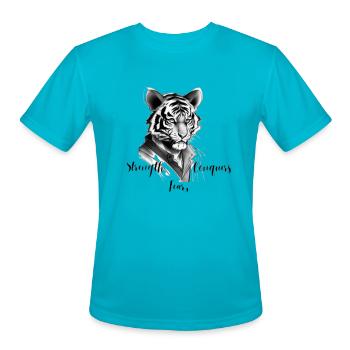 Strength Conquers Fears - Men's Moisture Wicking Performance T-Shirt - turquoise - Front - Jackson (183cm)