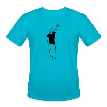 waving man welcoming pointing hand cool clip art y - Men's Moisture Wicking Performance T-Shirt - turquoise - Front - Jackson (183cm)