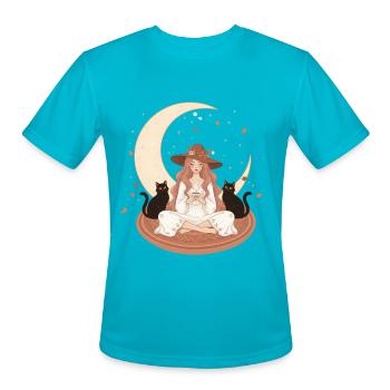 Enchanted Autumn Witch & Moonlight - Men's Moisture Wicking Performance T-Shirt - turquoise - Front - Jackson (183cm)