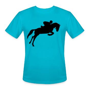 Riding, equestrian, horse - Men's Moisture Wicking Performance T-Shirt - turquoise - Front - Jackson (183cm)