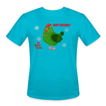 "Holly the Hen" (Snowflake Snuggliezz) - Men's Moisture Wicking Performance T-Shirt - turquoise - Front - Jackson (183cm)