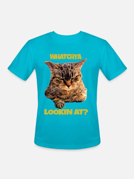 Whatchya Lookin At Cat - Men's Moisture Wicking Performance T-Shirt - turquoise