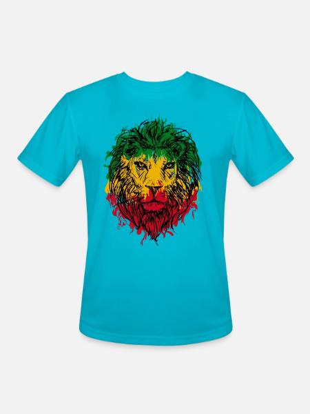 Africa map rasta lion - Men's Moisture Wicking Performance T-Shirt - turquoise