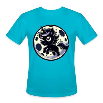 Enchanted Midnight Unicorn - Magical Moonlight Art - Men's Moisture Wicking Performance T-Shirt - turquoise - Front - Jackson (183cm)