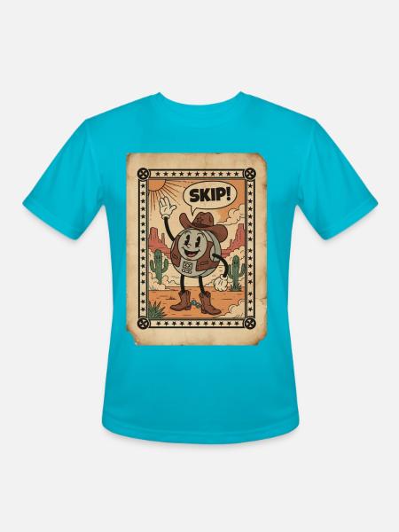 Desert Cowboy Skip Card - Men's Moisture Wicking Performance T-Shirt - turquoise