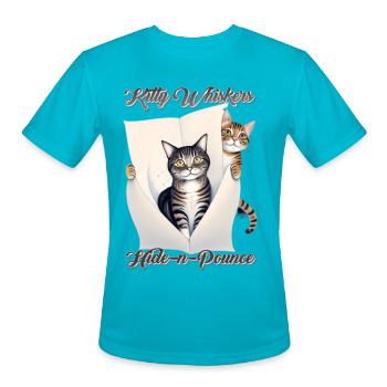 Kitty Whiskers - Men's Moisture Wicking Performance T-Shirt - turquoise - Front - Jackson (183cm)