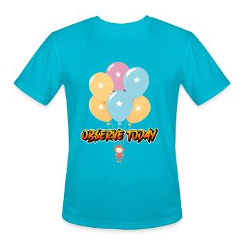Observe Today - Men's Moisture Wicking Performance T-Shirt - turquoise - Front - Jackson (183cm)