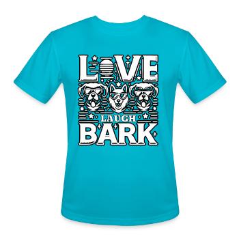 Love Laugh Bark. Mono - Men's Moisture Wicking Performance T-Shirt - turquoise - Front - Jackson (183cm)