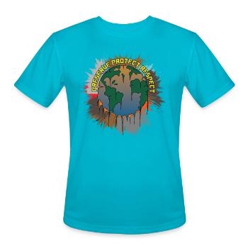 Planet - Men's Moisture Wicking Performance T-Shirt - turquoise - Front - Jackson (183cm)