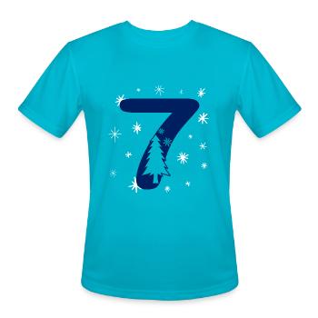 Lucky Blue Number 7 - Christmas Nr. Seven - Men's Moisture Wicking Performance T-Shirt - turquoise - Front - Jackson (183cm)