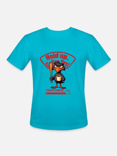 Caffeinated Crow Loading Graphic - Men's Moisture Wicking Performance T-Shirt - turquoise