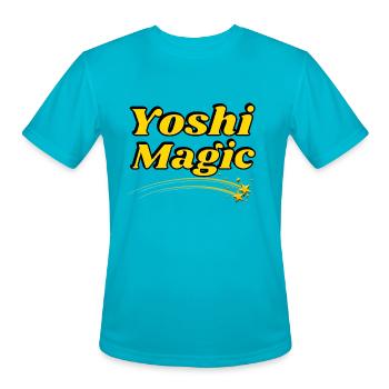 Yoshi Magic from Yoshi Slots - Men's Moisture Wicking Performance T-Shirt - turquoise - Front - Jackson (183cm)