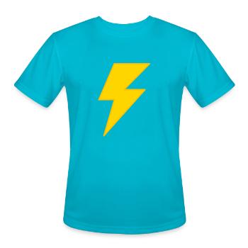yellow lightning bolt - Men's Moisture Wicking Performance T-Shirt - turquoise - Front - Jackson (183cm)