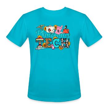 Pharmacy Tech Because Pharmacists need heroes - Men's Moisture Wicking Performance T-Shirt - turquoise - Front - Jackson (183cm)