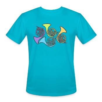 french horns - Men's Moisture Wicking Performance T-Shirt - turquoise - Front - Jackson (183cm)