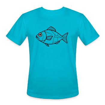 Geometric Fish Design - Minimalist Black and White - Men's Moisture Wicking Performance T-Shirt - turquoise - Front - Jackson (183cm)