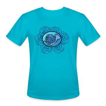 french horn - Men's Moisture Wicking Performance T-Shirt - turquoise - Front - Jackson (183cm)