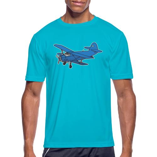 Blue biplane, propeller-driven airplane, aircraft - Men's Moisture Wicking Performance T-Shirt