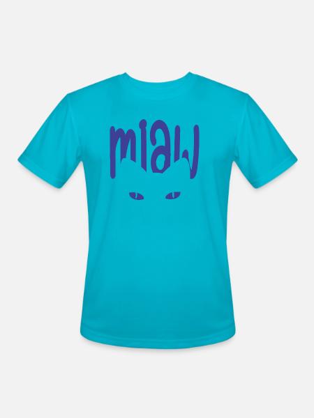 cat miaw - Men's Moisture Wicking Performance T-Shirt - turquoise