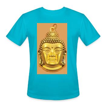 Funny Buddha expression with a disgusted face - Men's Moisture Wicking Performance T-Shirt - turquoise - Front - Jackson (183cm)