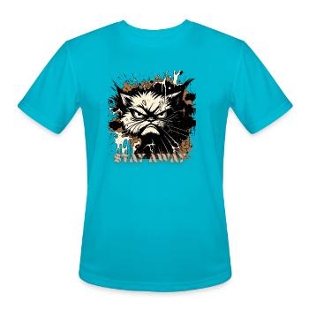 Stay Away Angry Cat - Men's Moisture Wicking Performance T-Shirt - turquoise - Front - Jackson (183cm)