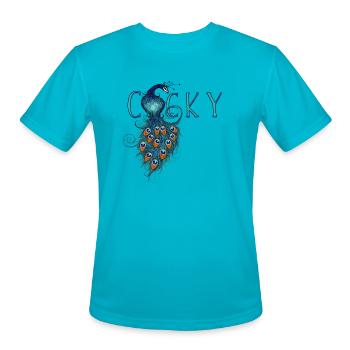 peacock - Men's Moisture Wicking Performance T-Shirt - turquoise - Front - Jackson (183cm)