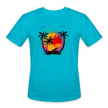 Beach Paradise - Men's Moisture Wicking Performance T-Shirt - turquoise - Front - Jackson (183cm)