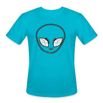 Alien character face - Men's Moisture Wicking Performance T-Shirt - turquoise - Front - Jackson (183cm)