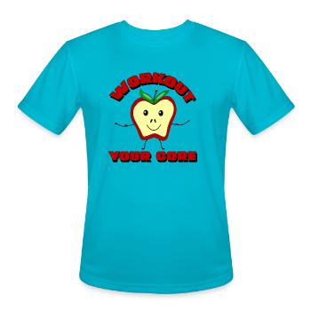 Workout Your Apple Core - Men's Moisture Wicking Performance T-Shirt - turquoise - Front - Jackson (183cm)