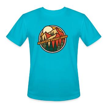 Vintage Martins Ferry Ohio Mountain Hiking Souveni - Men's Moisture Wicking Performance T-Shirt - turquoise - Front - Jackson (183cm)