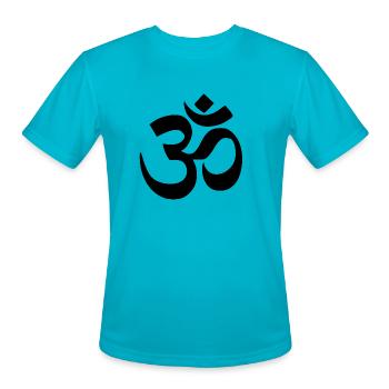 Om Symbol in Hinduism - Men's Moisture Wicking Performance T-Shirt - turquoise - Front - Jackson (183cm)