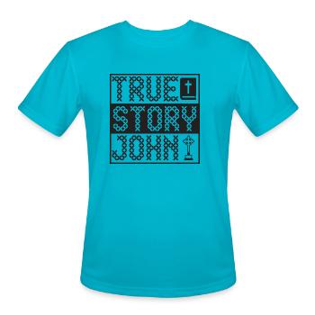True Story John - Men's Moisture Wicking Performance T-Shirt - turquoise - Front - Jackson (183cm)