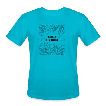 Big Brain Big Book - Men's Moisture Wicking Performance T-Shirt - turquoise - Front - Jackson (183cm)