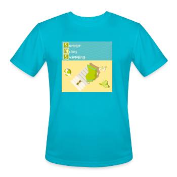 Summer means swimming beach scene - Men's Moisture Wicking Performance T-Shirt - turquoise - Front - Jackson (183cm)